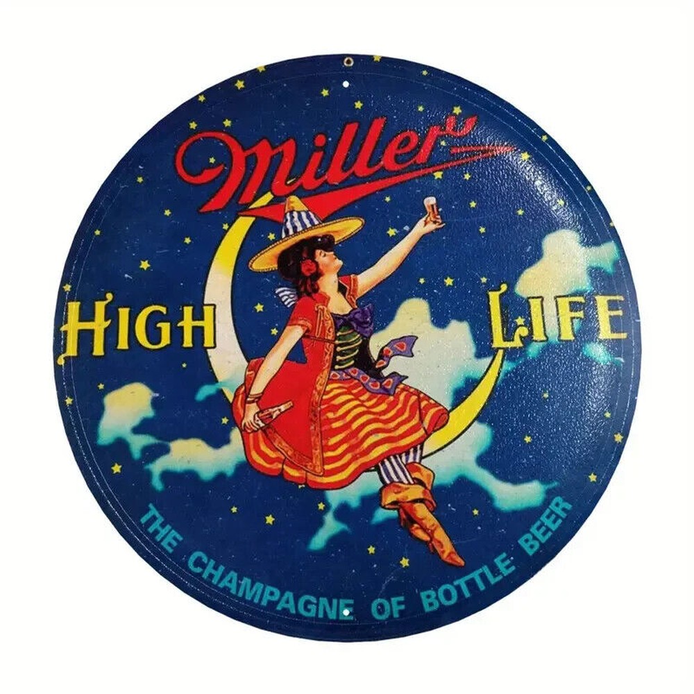 Miller High Life Beer Vintage Style Novelty 12" Round Metal Sign NEW! Home & Garden:Home Décor:Plaques & Signs Style Your Walls